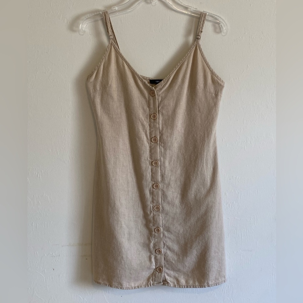 Forever 21 Women Tan Sundress Small
Linen Blend Spaghetti Strap Dress